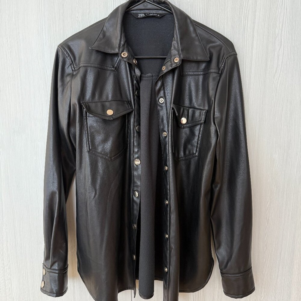 Zara Faux Leather Shirt Jacket – Size XS